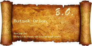 Butsek Orion névjegykártya